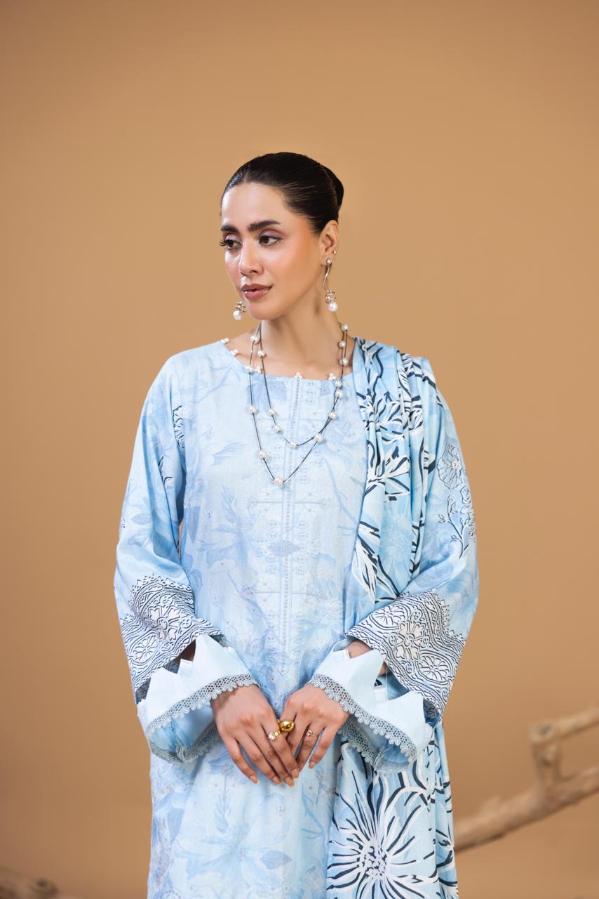 3 Piece Embroidered Karandi Suit