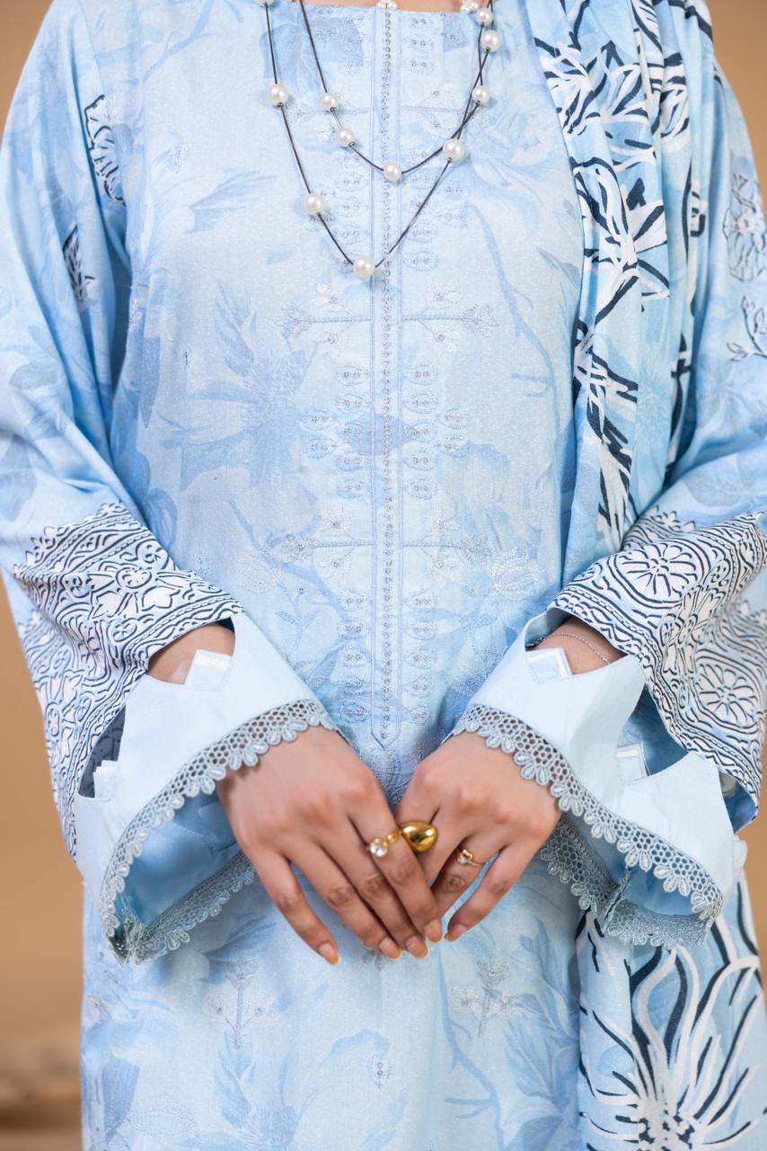 3 Piece Embroidered Karandi Suit