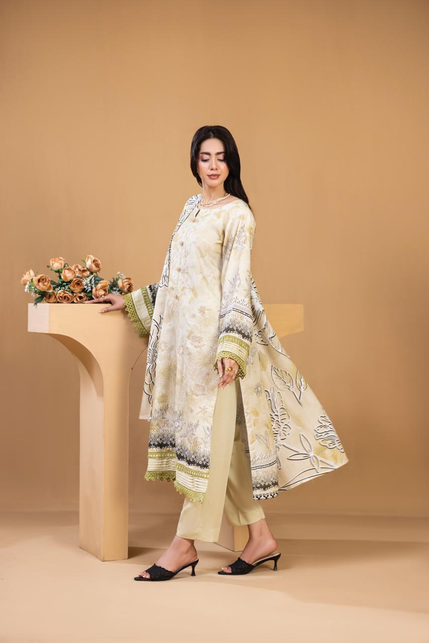 3 Piece Embroidered Karandi Suit