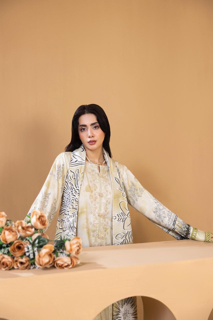 3 Piece Embroidered Karandi Suit