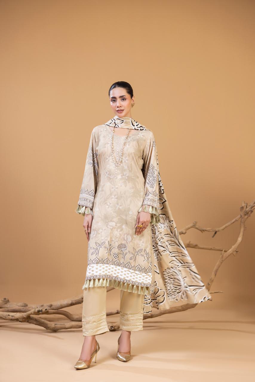 3 Piece Embroidered Karandi Suit