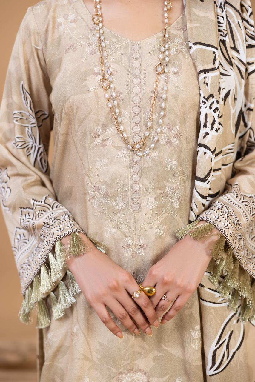 3 Piece Embroidered Karandi Suit