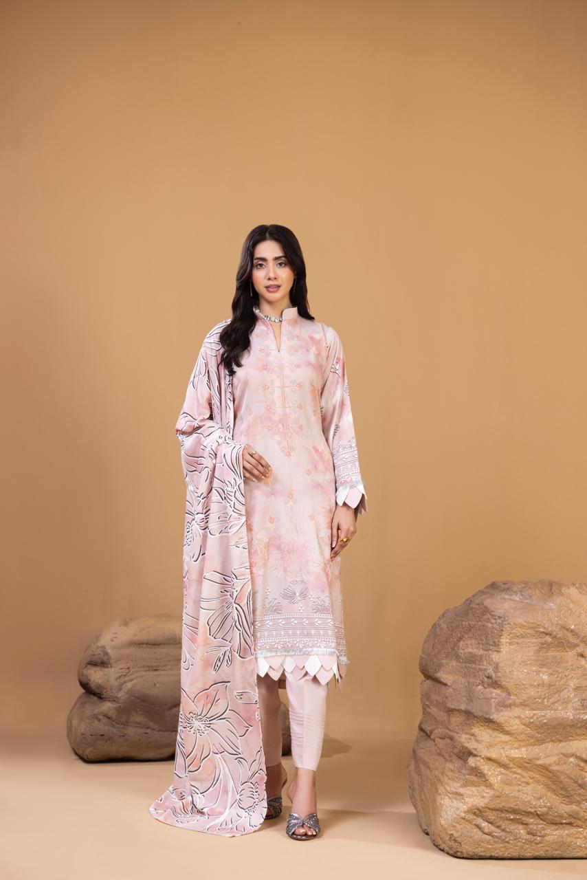3 Piece Embroidered Karandi Suit
